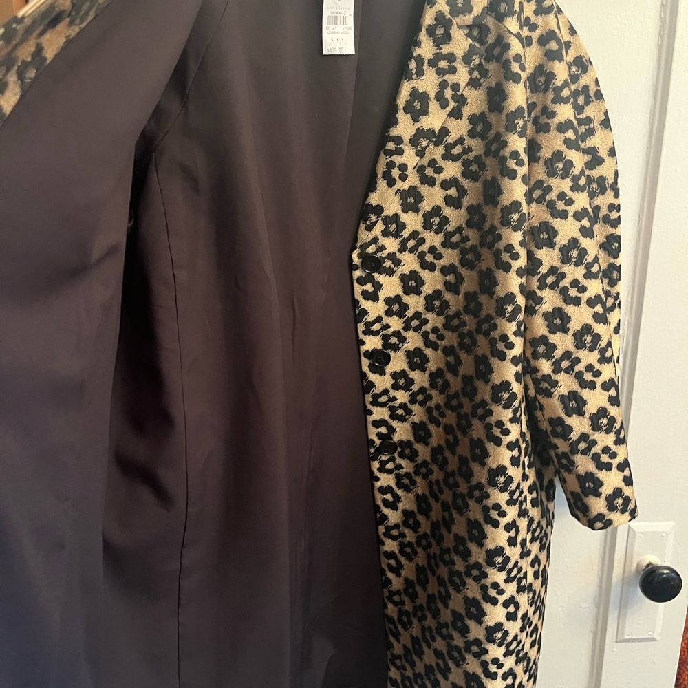 Ann Taylor Leopard Print Coat - Black and Tan - Picture 5 of 5